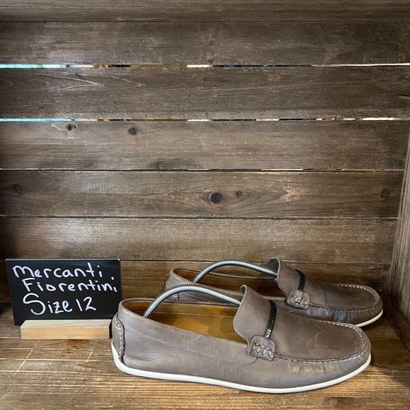 Mens Mercanti Fiorentini 15039 Gray Leather Slip On Casual Shoes Loafers Size 12 - Picture 1 of 6